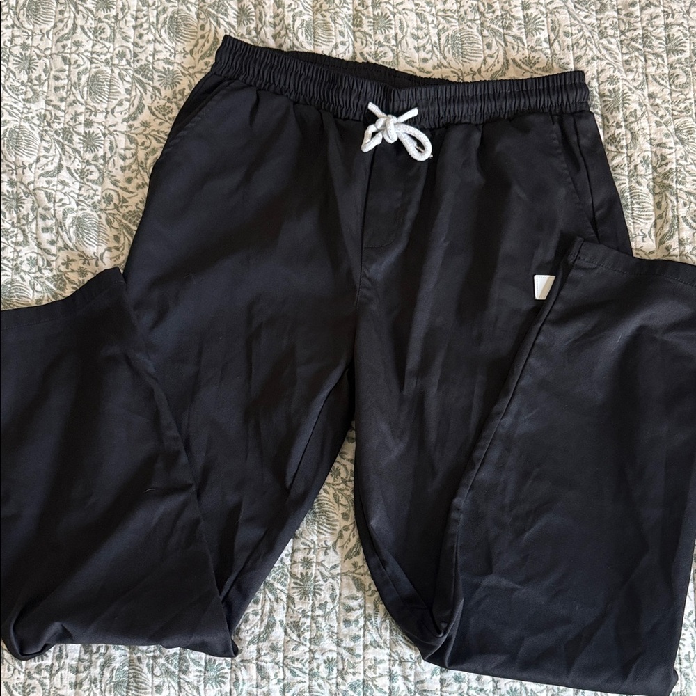 Men's Black Elastic-Waist Drawstring Pants